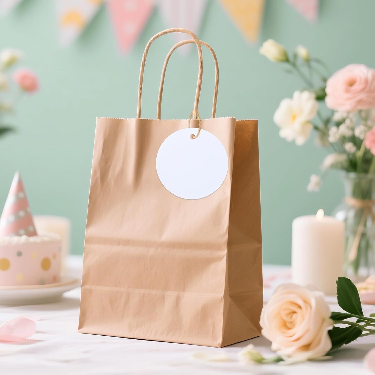 image:imageG2PLUS Round Gift Tags with String25 Inches Blank Circle Kraft Paper Tags 100 PCS Large Round Craft Labeling Tag for Wedding Birthday Christmas Party FavorsWhite