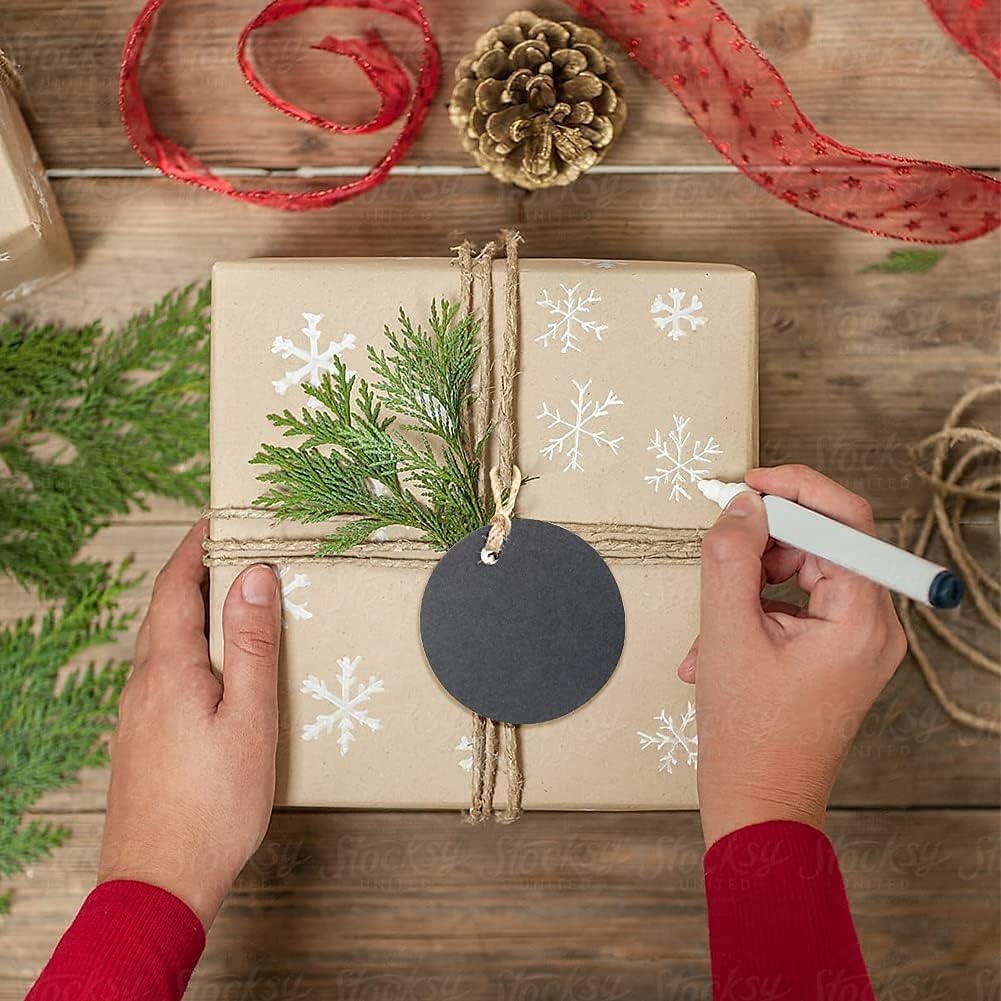 image:imageG2PLUS Round Gift Tags with String25 Inches Blank Circle Kraft Paper Tags 100 PCS Large Round Craft Labeling Tag for Wedding Birthday Christmas Party FavorsBlack
