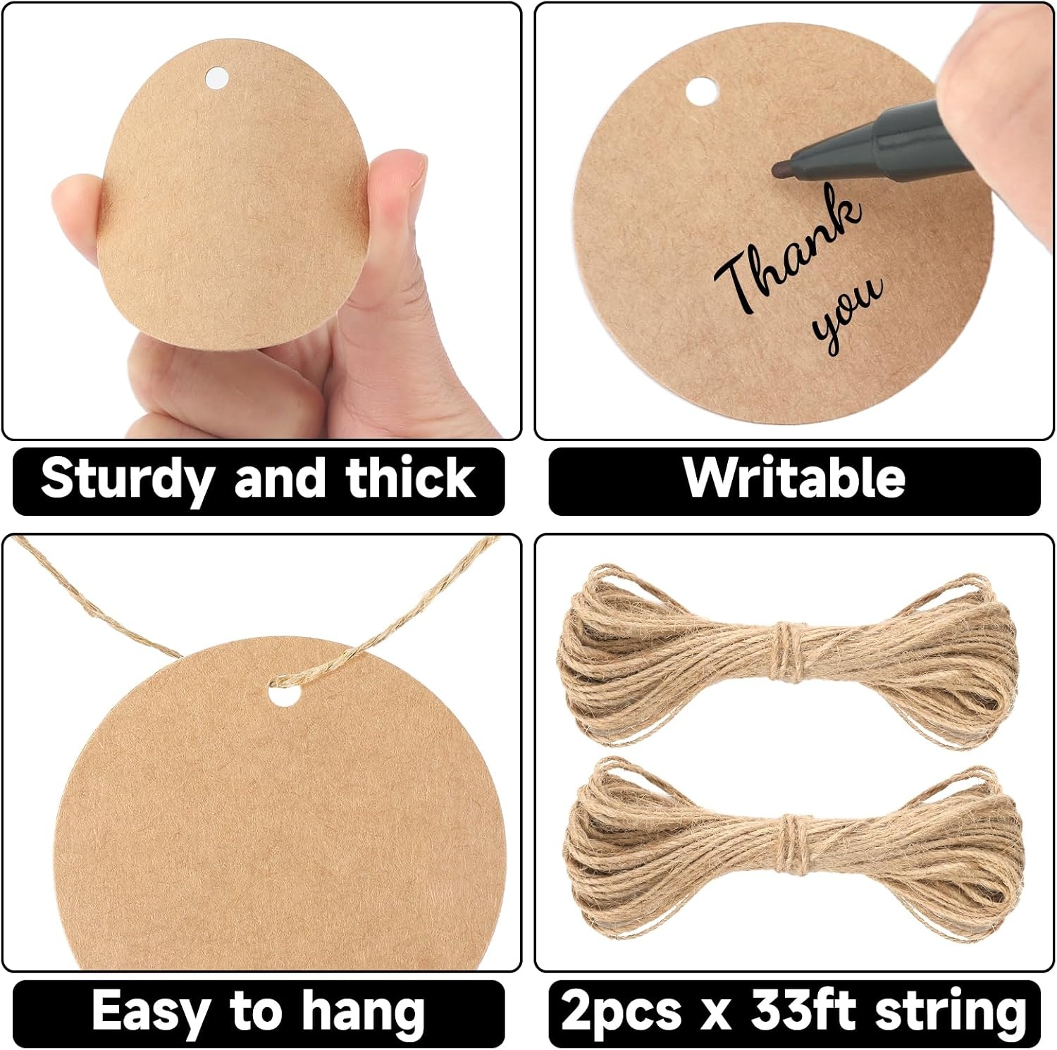 image:imageG2PLUS Round Gift Tags with String25 Inches Blank Circle Kraft Paper Tags 100 PCS Large Round Craft Labeling Tag for Wedding Birthday Christmas Party FavorsBrown