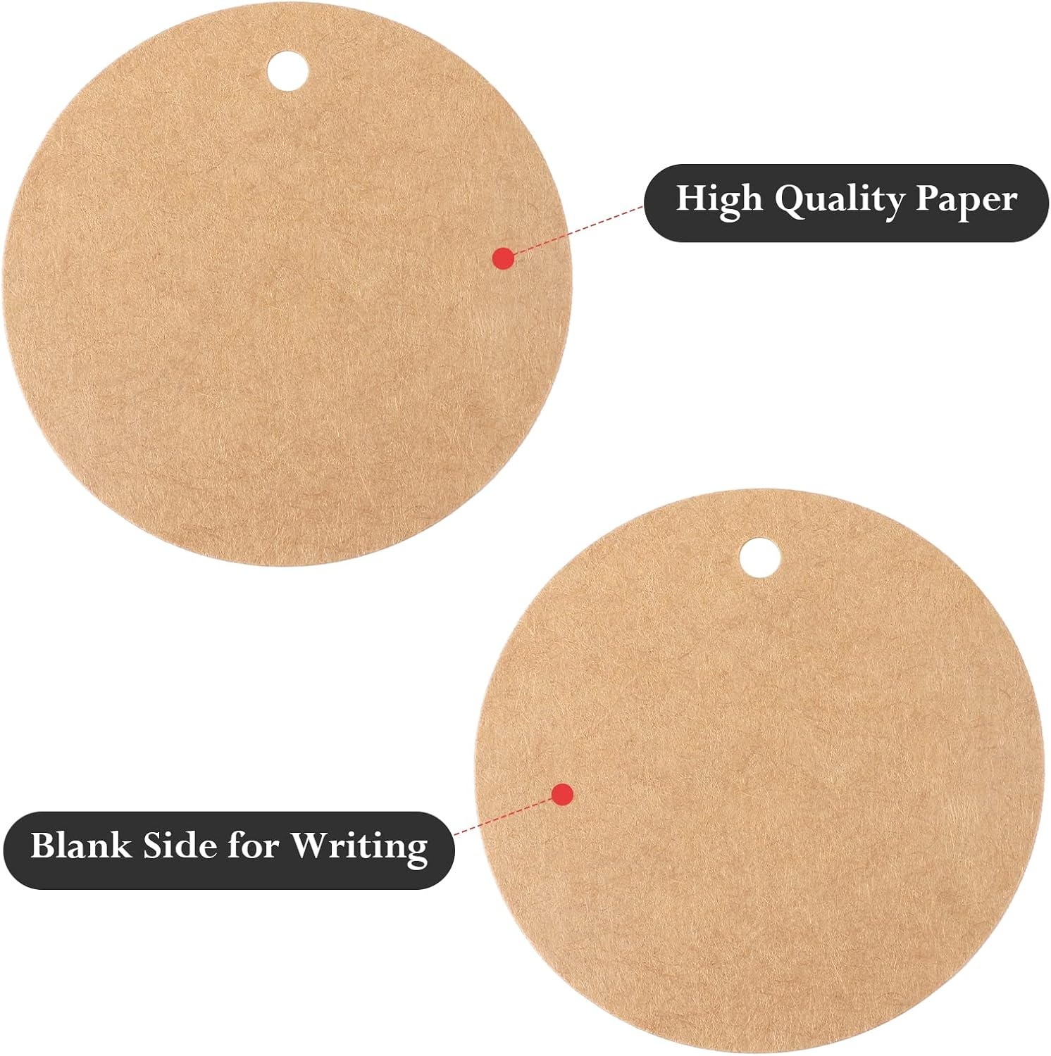 image:imageG2PLUS Round Gift Tags with String25 Inches Blank Circle Kraft Paper Tags 100 PCS Large Round Craft Labeling Tag for Wedding Birthday Christmas Party FavorsKraft