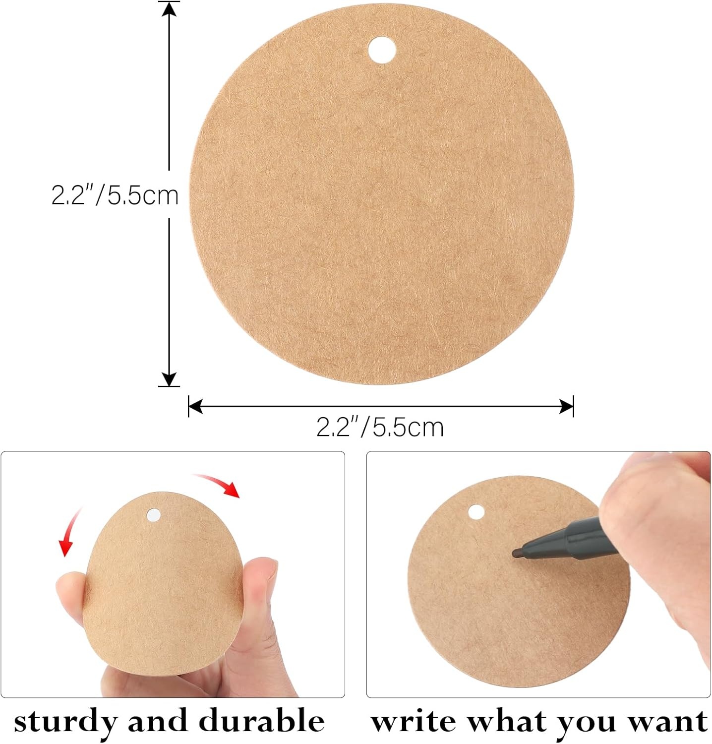 image:imageG2PLUS Round Gift Tags with String25 Inches Blank Circle Kraft Paper Tags 100 PCS Large Round Craft Labeling Tag for Wedding Birthday Christmas Party FavorsKraft
