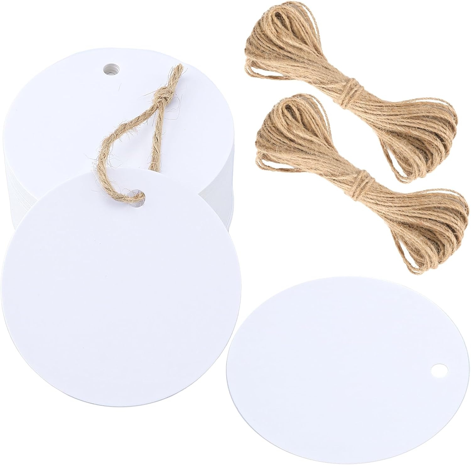 image:imageG2PLUS Round Gift Tags with String25 Inches Blank Circle Kraft Paper Tags 100 PCS Large Round Craft Labeling Tag for Wedding Birthday Christmas Party FavorsWhite