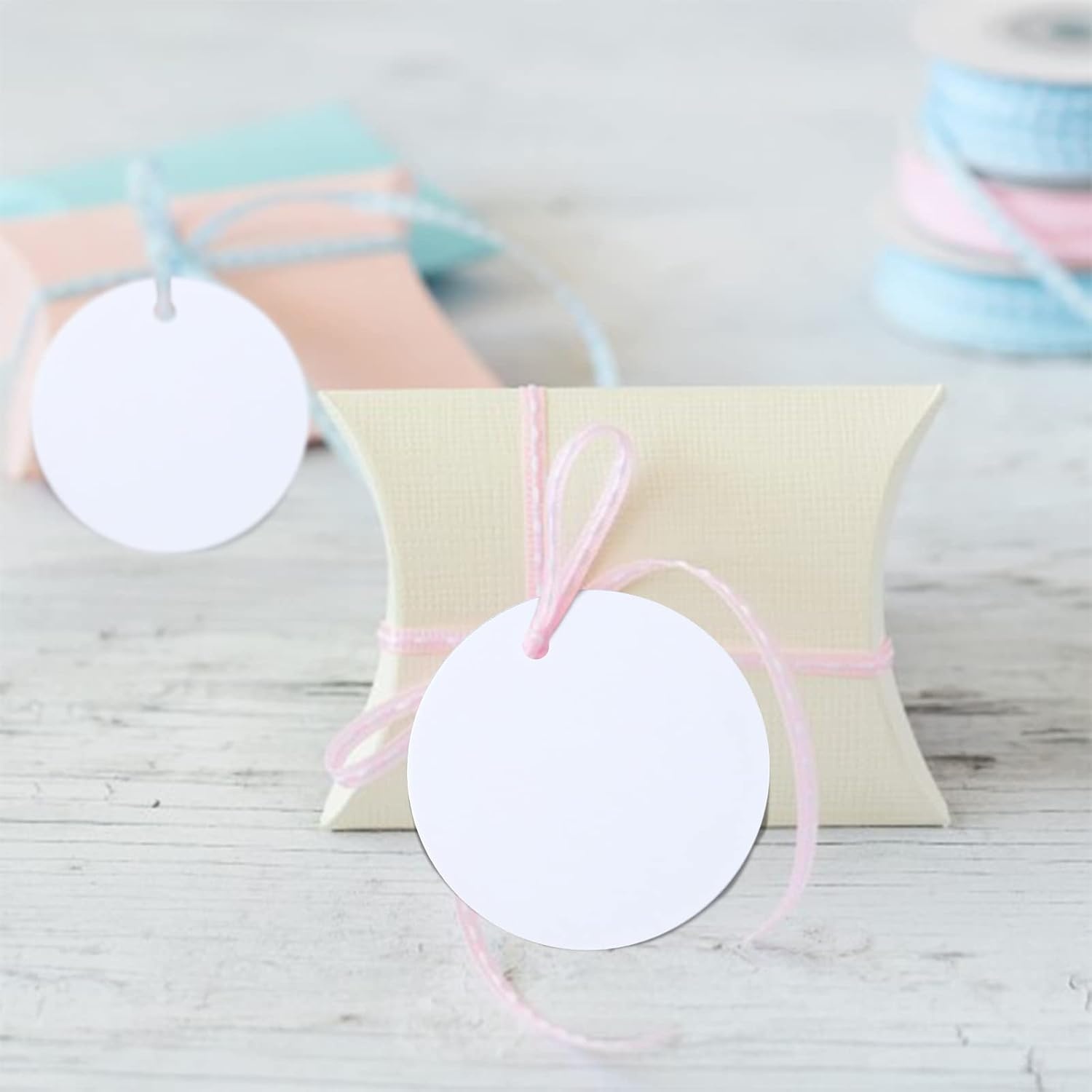 image:imageG2PLUS Round Gift Tags with String25 Inches Blank Circle Kraft Paper Tags 100 PCS Large Round Craft Labeling Tag for Wedding Birthday Christmas Party FavorsWhite