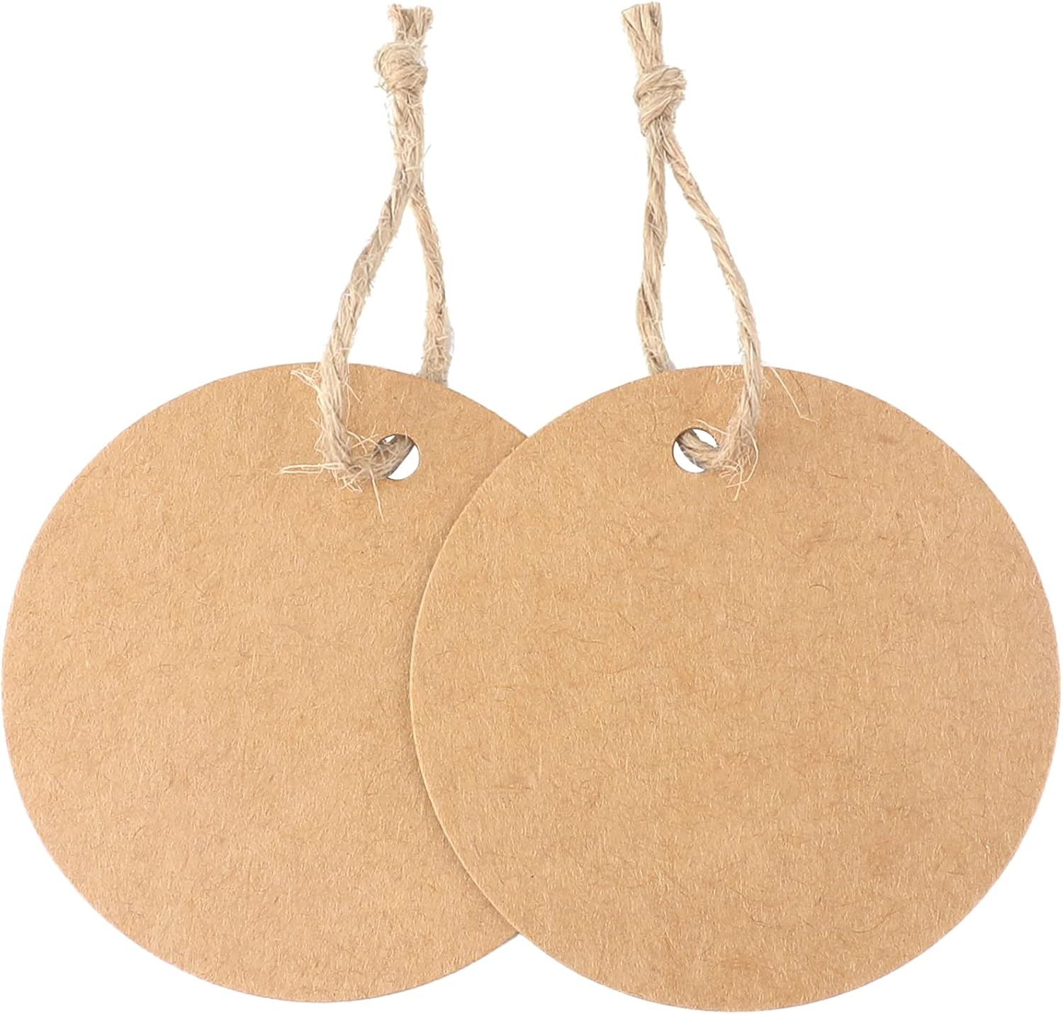 image:imageG2PLUS Round Gift Tags with String25 Inches Blank Circle Kraft Paper Tags 100 PCS Large Round Craft Labeling Tag for Wedding Birthday Christmas Party FavorsKraft