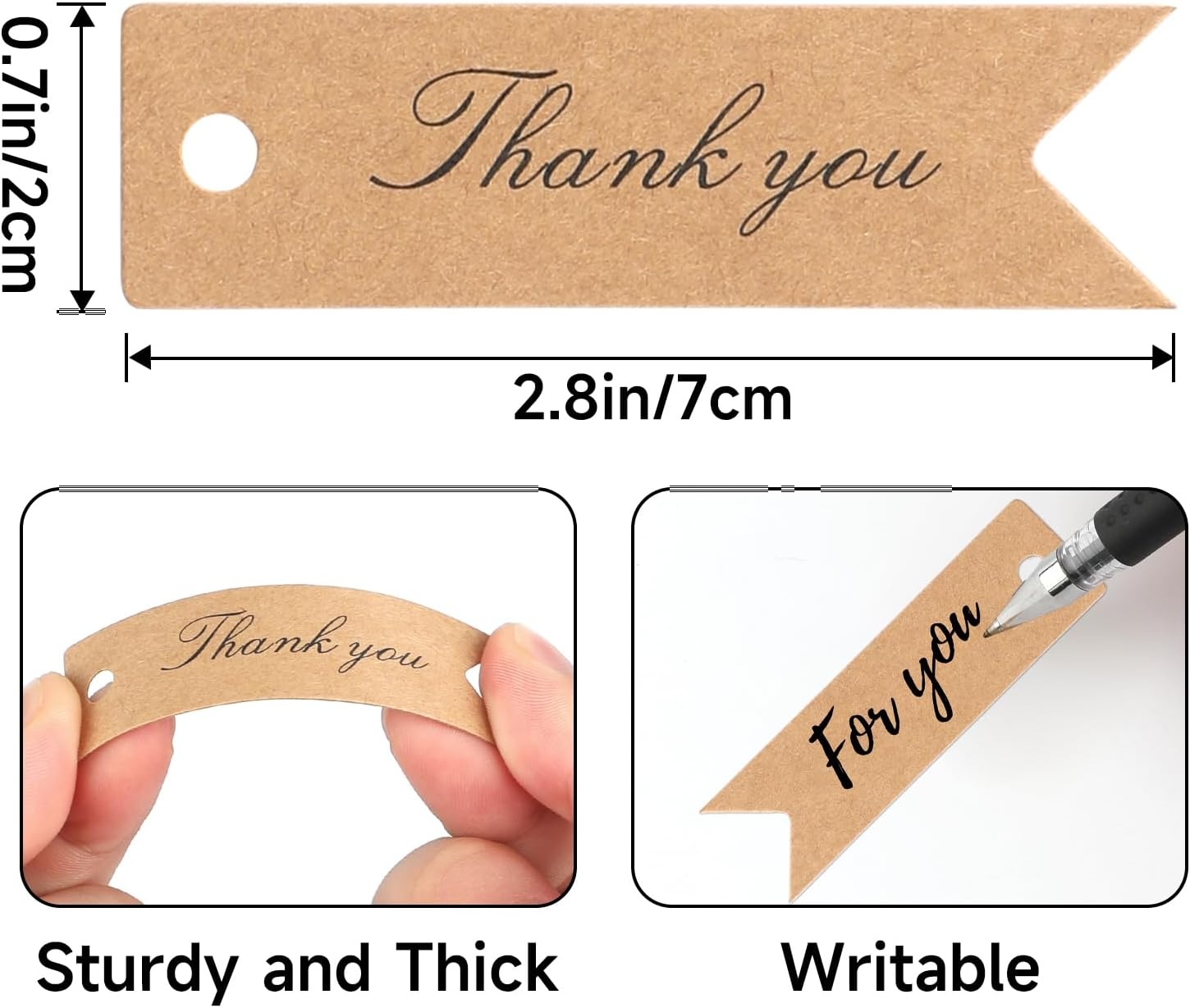 image:imageG2PLUS Small Merry Christmas Tags  100Pcs Deer Kraft Paper Gift Tags with String for Gift Wrapping Goodies Bags Christmas Holiday Party Favors28x08Small Brown Blackthank You