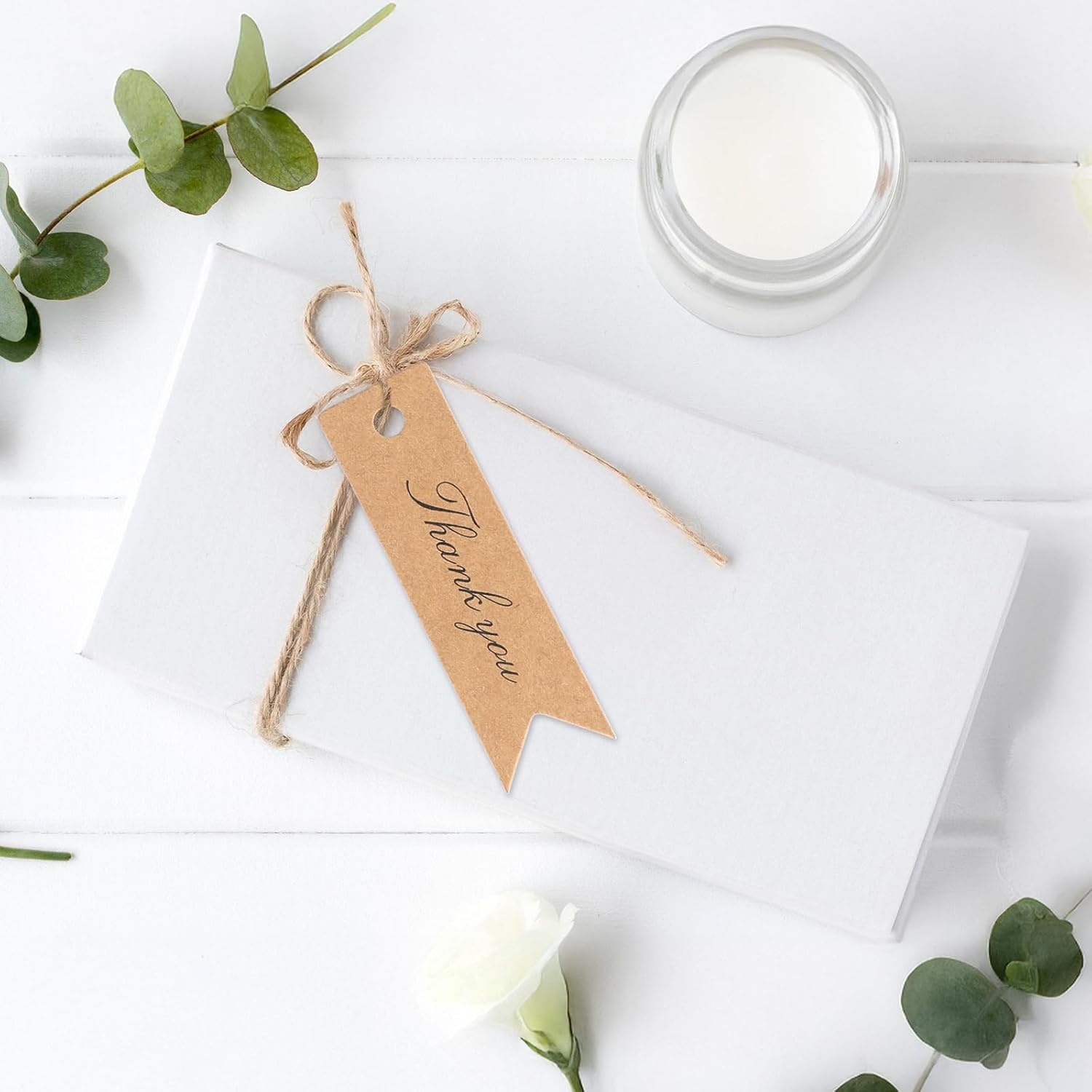 image:imageG2PLUS Small Merry Christmas Tags  100Pcs Deer Kraft Paper Gift Tags with String for Gift Wrapping Goodies Bags Christmas Holiday Party Favors28x08Small Brown Blackthank You
