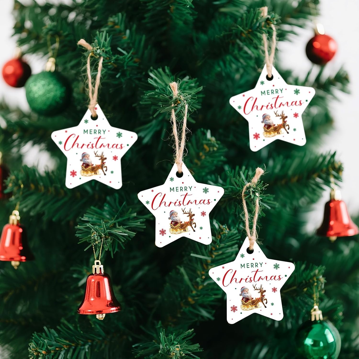 image:imageG2PLUS Star Gift Tags 100PCS Blank Star Shaped Tags Kraft Paper Gift Tag with String for Present Wrapping Wedding Graduation Christmas Party Favors BlackWhite Christmas Star