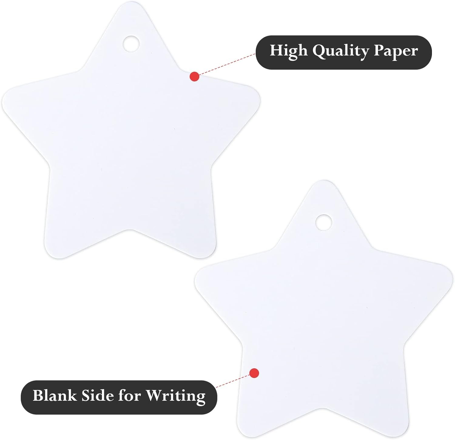 image:imageG2PLUS Star Gift Tags 100PCS Blank Star Shaped Tags Kraft Paper Gift Tag with String for Present Wrapping Wedding Graduation Christmas Party Favors BlackWhite Blank Star