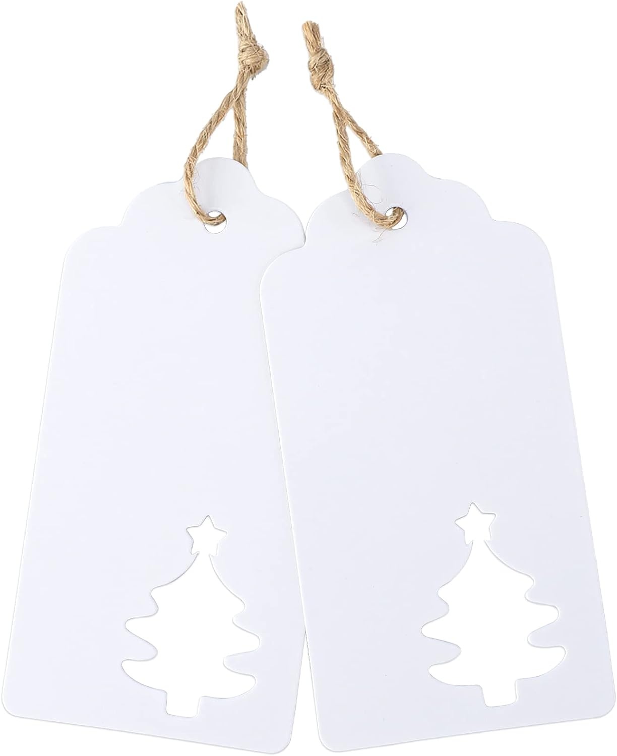 image:imageG2PLUS Star Gift Tags 100PCS Blank Star Shaped Tags Kraft Paper Gift Tag with String for Present Wrapping Wedding Graduation Christmas Party Favors BlackWhite Christmas Tree