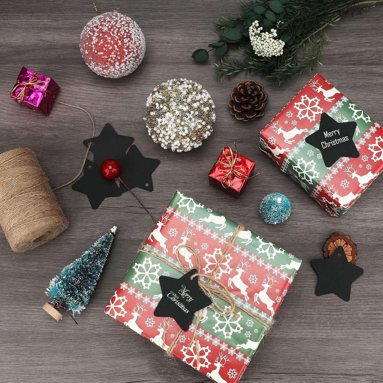 image:imageG2PLUS Star Gift Tags 100PCS Blank Star Shaped Tags Kraft Paper Gift Tag with String for Present Wrapping Wedding Graduation Christmas Party Favors BlackBlack Blank Star