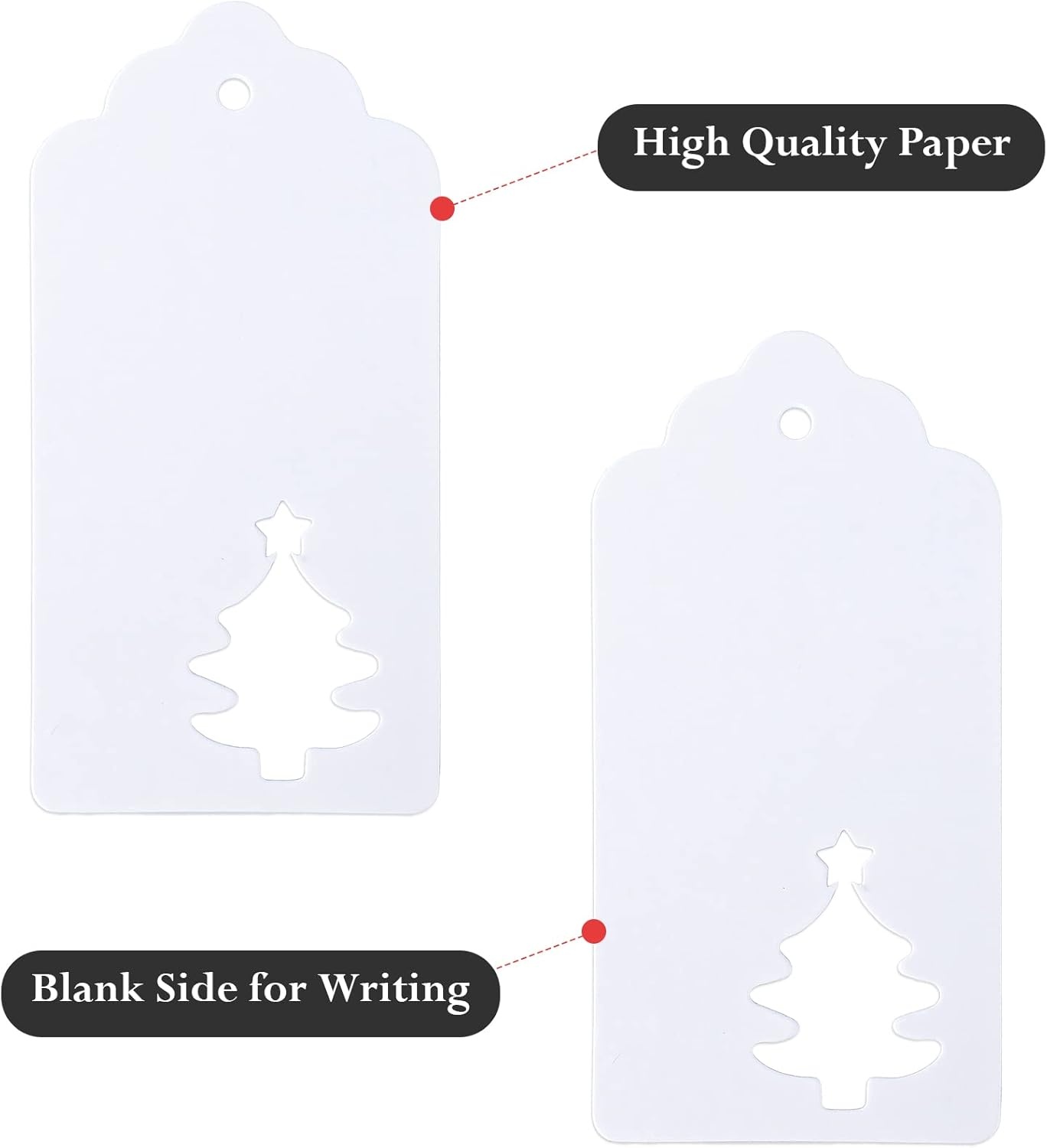 image:imageG2PLUS Star Gift Tags 100PCS Blank Star Shaped Tags Kraft Paper Gift Tag with String for Present Wrapping Wedding Graduation Christmas Party Favors BlackWhite Christmas Tree