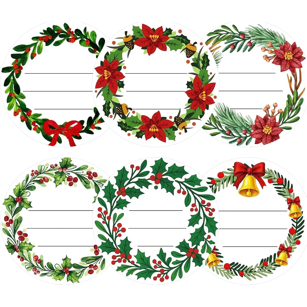 image:imageG2PLUS 120PCS Christmas Gift Name Stickers 6 Styles Merry Christmas Stickers 2 Round Xmas Gift Tags Sticker Xmas Santa Claus Label for Cards Envelope SealsRed GreenWhite Green Red