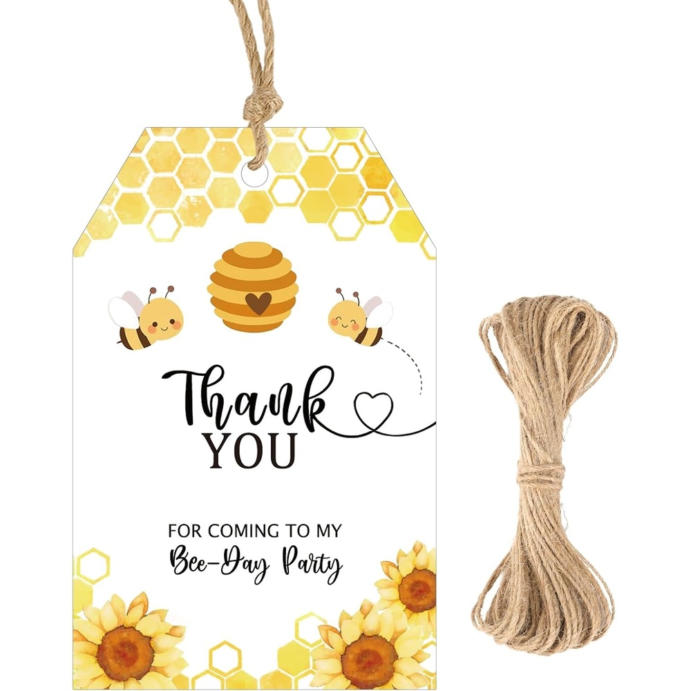 image:imageG2PLUS 50Pcs A Gift for You Tags  33x22 in White Paper Name Tags with String Gift Wrapping Hangtag for Wedding Baby Shower Birthday ChristmasBeeThank You