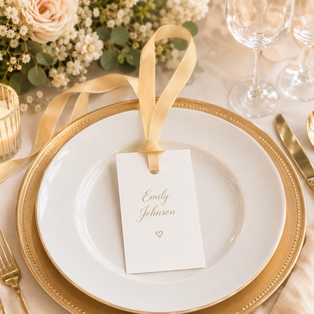 image:imageG2PLUS 50Pcs Name Place Cards  Wedding Place Cards with Champagne Gold Ribbon Blank Paper Gift Tags 35x2 Inches for Wedding Favors Bridal Shower amp Party Table SettingChampagne Gold
