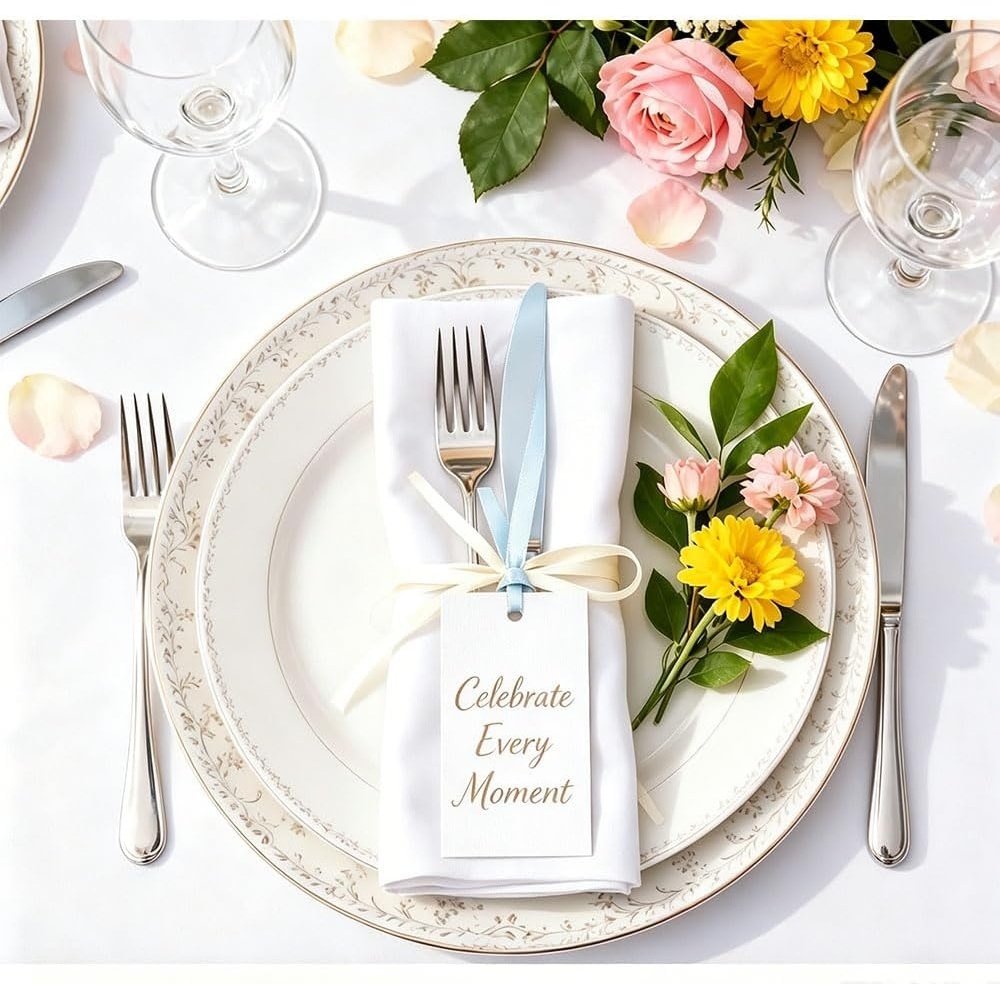 image:imageG2PLUS 50Pcs Name Place Cards  Wedding Place Cards with Champagne Gold Ribbon Blank Paper Gift Tags 35x2 Inches for Wedding Favors Bridal Shower amp Party Table SettingBlue