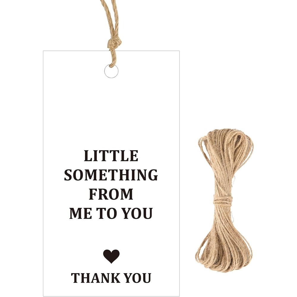 image:imageG2PLUS 50Pcs Thank You Tags  White Black Little Something from Me to You Thank You Paper Gift Tags with String for Gift Wrapping DIY Crafts Wedding Party Favors