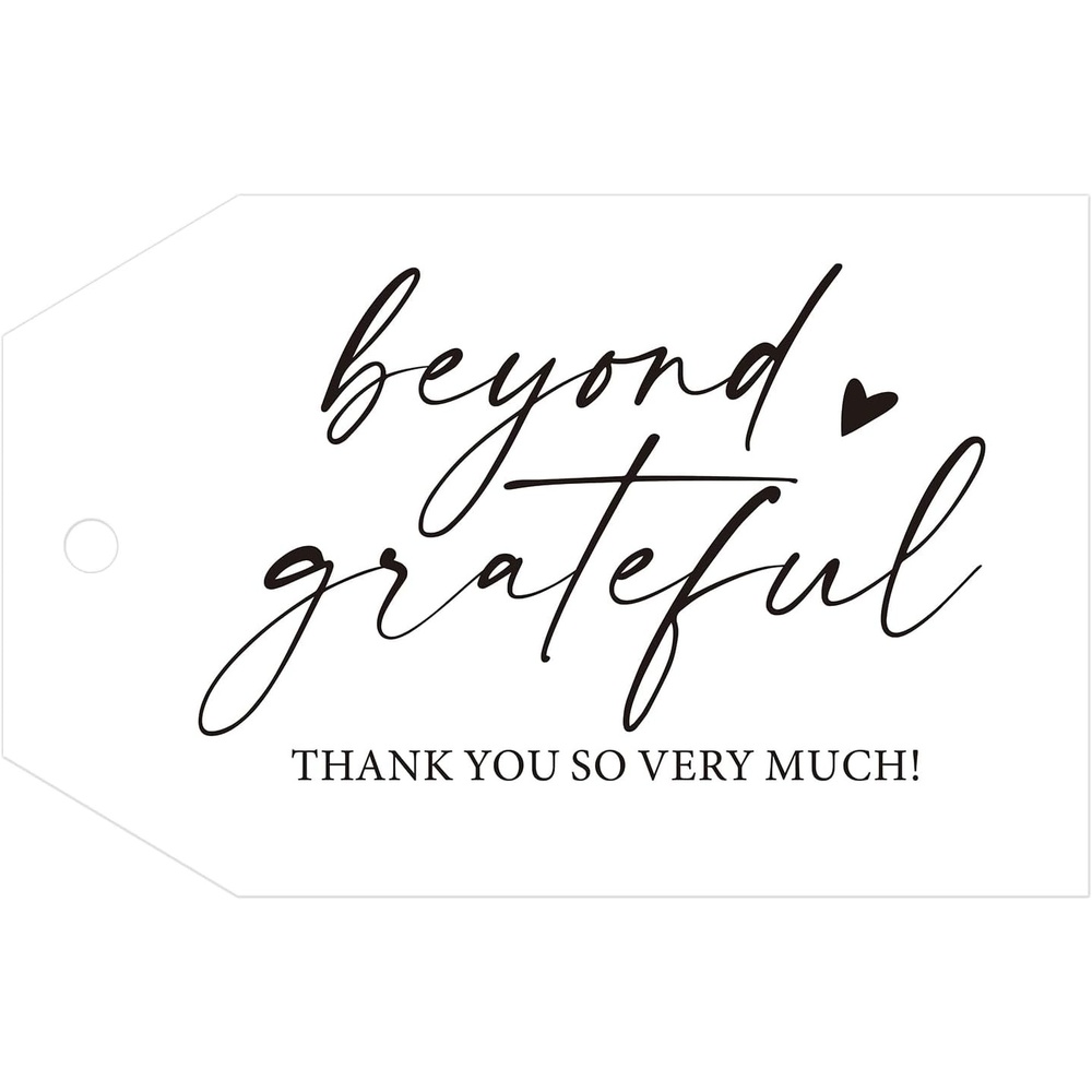 image:imageG2PLUS Beyond Grateful Thank You Tags50PCS White Paper Thank You So Very Much Tags with String 2x3 in for Wedding Baby Shower Birthday Fall Holiday Party FavorsMothers DayBlack Heart