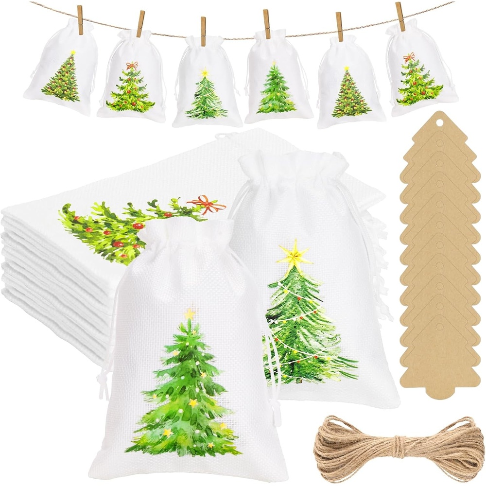 image:imageG2PLUS Christmas Drawstring Burlap Gift Bags  24 Pack Christmas Advent Calendar Bags 8 Designs 46 inches Goodie Gift Bag with Xmas Tree Tags for Xmas Holiday Party Favors5X7 Christmas Tree