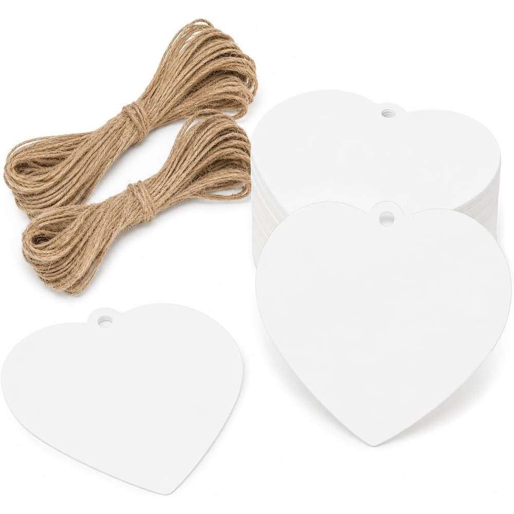 image:imageG2PLUS Heart Gift Tags with String 100PCS Heart Shaped Gift Tags 23X23 in Blank Wedding Favor Hang Tag for Gift Wrapping DIY Arts amp Crafts Valentines Mothers DayWhite