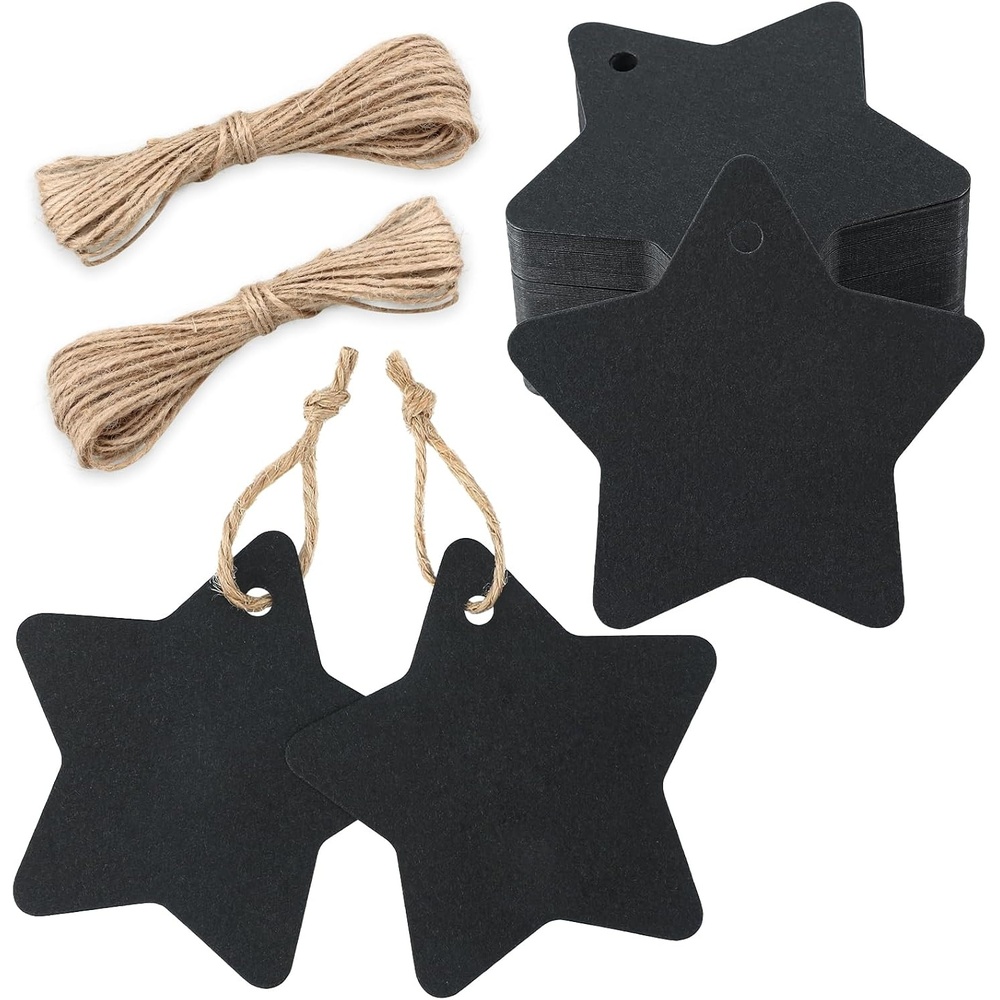 image:imageG2PLUS Star Gift Tags 100PCS Blank Star Shaped Tags Kraft Paper Gift Tag with String for Present Wrapping Wedding Graduation Christmas Party Favors BlackBlack Blank Star
