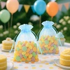 image:imageG2PLUS 100PCS Drawstring Organza Bags 4x6 in  Christmas Dark Green Organza Bags Sheer Mesh Pouches for Candy Fruits Baby Shower Wedding Party FavorsBaby Blue