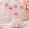 image:imageG2PLUS 100PCS Drawstring Organza Bags 4x6 in  Christmas Dark Green Organza Bags Sheer Mesh Pouches for Candy Fruits Baby Shower Wedding Party FavorsBlush Pink