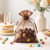 image:imageG2PLUS 100PCS Drawstring Organza Bags 4x6 in  Christmas Dark Green Organza Bags Sheer Mesh Pouches for Candy Fruits Baby Shower Wedding Party FavorsBrown