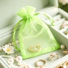 image:imageG2PLUS 100PCS Drawstring Organza Bags 4x6 in  Christmas Dark Green Organza Bags Sheer Mesh Pouches for Candy Fruits Baby Shower Wedding Party FavorsLight Green