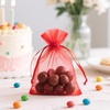 image:imageG2PLUS 100PCS Drawstring Organza Bags 4x6 in  Christmas Dark Green Organza Bags Sheer Mesh Pouches for Candy Fruits Baby Shower Wedding Party FavorsRed