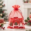 image:imageG2PLUS 100PCS Drawstring Organza Bags 4x6 in  Christmas Dark Green Organza Bags Sheer Mesh Pouches for Candy Fruits Baby Shower Wedding Party FavorsRed