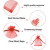 image:imageG2PLUS 100PCS Drawstring Organza Bags 4x6 in  Christmas Dark Green Organza Bags Sheer Mesh Pouches for Candy Fruits Baby Shower Wedding Party FavorsRed