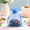 image:imageG2PLUS 100PCS Drawstring Organza Bags 4x6 in  Christmas Dark Green Organza Bags Sheer Mesh Pouches for Candy Fruits Baby Shower Wedding Party FavorsRoyal Blue
