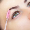image:imageG2PLUS 100PCS Eyelash Brush Ajustable Disposable Mascara Wands Crystal Lash Spoolie Eyebrow Spoolie Brush with Container for Makeup Eyelash Extensions Pink