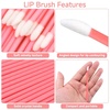 image:imageG2PLUS 100PCS Glitter Crystal Lip Brush Disposable Lip Brushes Lip Gloss ApplicatorsLip Gloss Wands Applicator Perfect Makeup Tool Kits Pink100pcspink
