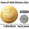 image:imageG2PLUS 100Pcs Graduation Stickers  Gold Foil Embossed Class of 2026 Stickers 2 Inch Graduation Cap Envelope Seal Labels for Gradutes Diplomas Awards Invitation Party FavorsGold Class of 2026  100Pcs