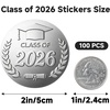 image:imageG2PLUS 100Pcs Graduation Stickers  Gold Foil Embossed Class of 2026 Stickers 2 Inch Graduation Cap Envelope Seal Labels for Gradutes Diplomas Awards Invitation Party FavorsSilver Class of 2026  100Pcs
