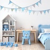 image:imageG2PLUS 108Ft Cotton Triangle Bunting Banner  12pcs Blue and Green Floral Fabric Pennant Flag with Tassels Double Side Triangle Banner Garland for Weddings Birthdays Garden amp Baby ShowersBlue