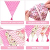 image:imageG2PLUS 108Ft Cotton Triangle Bunting Banner  12pcs Blue and Green Floral Fabric Pennant Flag with Tassels Double Side Triangle Banner Garland for Weddings Birthdays Garden amp Baby ShowersPink