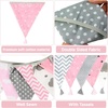 image:imageG2PLUS 108Ft Cotton Triangle Bunting Banner  12pcs Blue and Green Floral Fabric Pennant Flag with Tassels Double Side Triangle Banner Garland for Weddings Birthdays Garden amp Baby ShowersPink and Gray