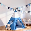 image:imageG2PLUS 108Ft Cotton Triangle Bunting Banner  12pcs Blue and Green Floral Fabric Pennant Flag with Tassels Double Side Triangle Banner Garland for Weddings Birthdays Garden amp Baby ShowersBlue and Gray