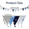 image:imageG2PLUS 108Ft Cotton Triangle Bunting Banner  12pcs Blue and Green Floral Fabric Pennant Flag with Tassels Double Side Triangle Banner Garland for Weddings Birthdays Garden amp Baby ShowersBlue and Gray
