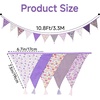 image:imageG2PLUS 108Ft Cotton Triangle Bunting Banner  12pcs Blue and Green Floral Fabric Pennant Flag with Tassels Double Side Triangle Banner Garland for Weddings Birthdays Garden amp Baby ShowersPurple