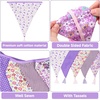 image:imageG2PLUS 108Ft Cotton Triangle Bunting Banner  12pcs Blue and Green Floral Fabric Pennant Flag with Tassels Double Side Triangle Banner Garland for Weddings Birthdays Garden amp Baby ShowersPurple