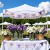 image:imageG2PLUS 108Ft Cotton Triangle Bunting Banner  12pcs Blue and Green Floral Fabric Pennant Flag with Tassels Double Side Triangle Banner Garland for Weddings Birthdays Garden amp Baby ShowersPurple
