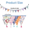 image:imageG2PLUS 108Ft Cotton Triangle Bunting Banner  12pcs Blue and Green Floral Fabric Pennant Flag with Tassels Double Side Triangle Banner Garland for Weddings Birthdays Garden amp Baby ShowersMulti Color