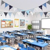 image:imageG2PLUS 108Ft Cotton Triangle Bunting Banner  12pcs Blue and Green Floral Fabric Pennant Flag with Tassels Double Side Triangle Banner Garland for Weddings Birthdays Garden amp Baby ShowersBlue and Gray