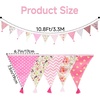 image:imageG2PLUS 108Ft Cotton Triangle Bunting Banner  12pcs Blue and Green Floral Fabric Pennant Flag with Tassels Double Side Triangle Banner Garland for Weddings Birthdays Garden amp Baby ShowersPink