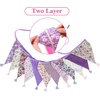 image:imageG2PLUS 108Ft Cotton Triangle Bunting Banner  12pcs Blue and Green Floral Fabric Pennant Flag with Tassels Double Side Triangle Banner Garland for Weddings Birthdays Garden amp Baby ShowersPurple