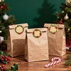 image:imageG2PLUS 120Pcs Christmas Gift Stickers  2 Inch Round Kraft Paper Christmas Holiday Wreath Labels Stickers for Gift Wrapping Party Favors DIY CraftsBrown Green Red