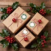 image:imageG2PLUS 120Pcs Christmas Gift Stickers  2 Inch Round Kraft Paper Christmas Holiday Wreath Labels Stickers for Gift Wrapping Party Favors DIY CraftsWhite Green Red